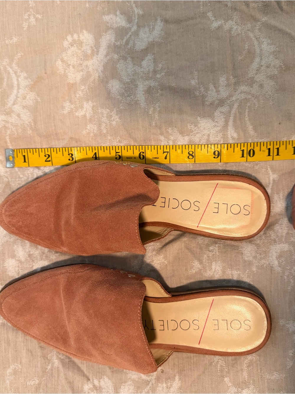 Sole Society Suede Pointed-Toe Mules, Coral, Size 9.5 - Picture 9 of 12